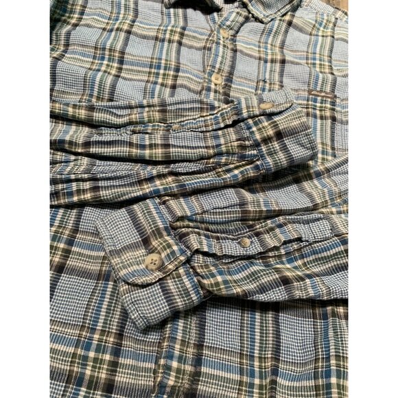 Eddie Bauer Men’s TL Classic Fit Blue Gray Plaid Long Sleeve Button-down Shirt - Picture 4 of 7